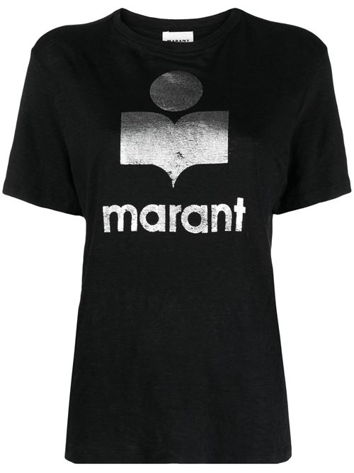 T-shirt con logo color argento MARANT ETOILE | TS0001FBA1N10E01BK